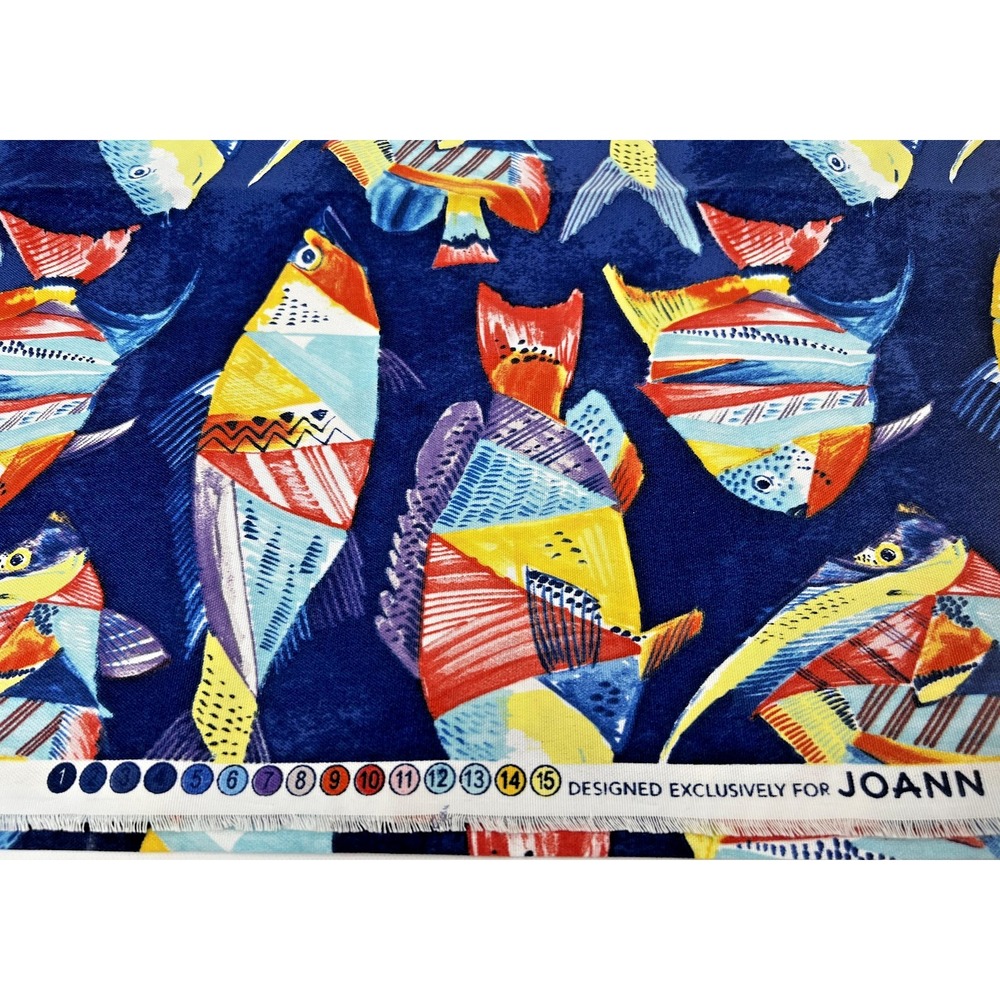 Multi-Colored Fish Fabric by JoAnn Fabrics Cotton 1 yard-‎ NWOT